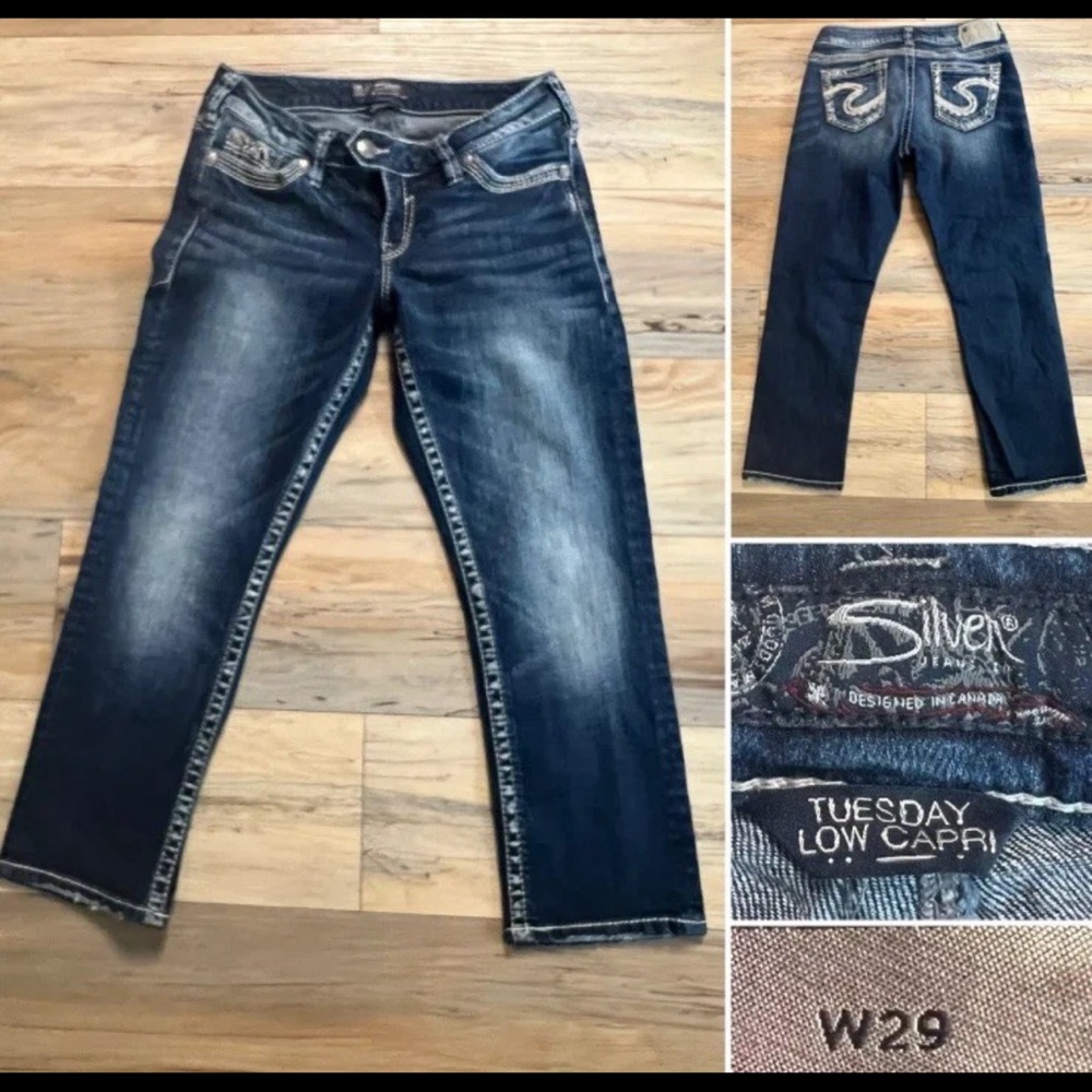 *PERFECT* Silver Jeans- Womens Size 29- Tuesday - Low Capri - Heavy Stitch